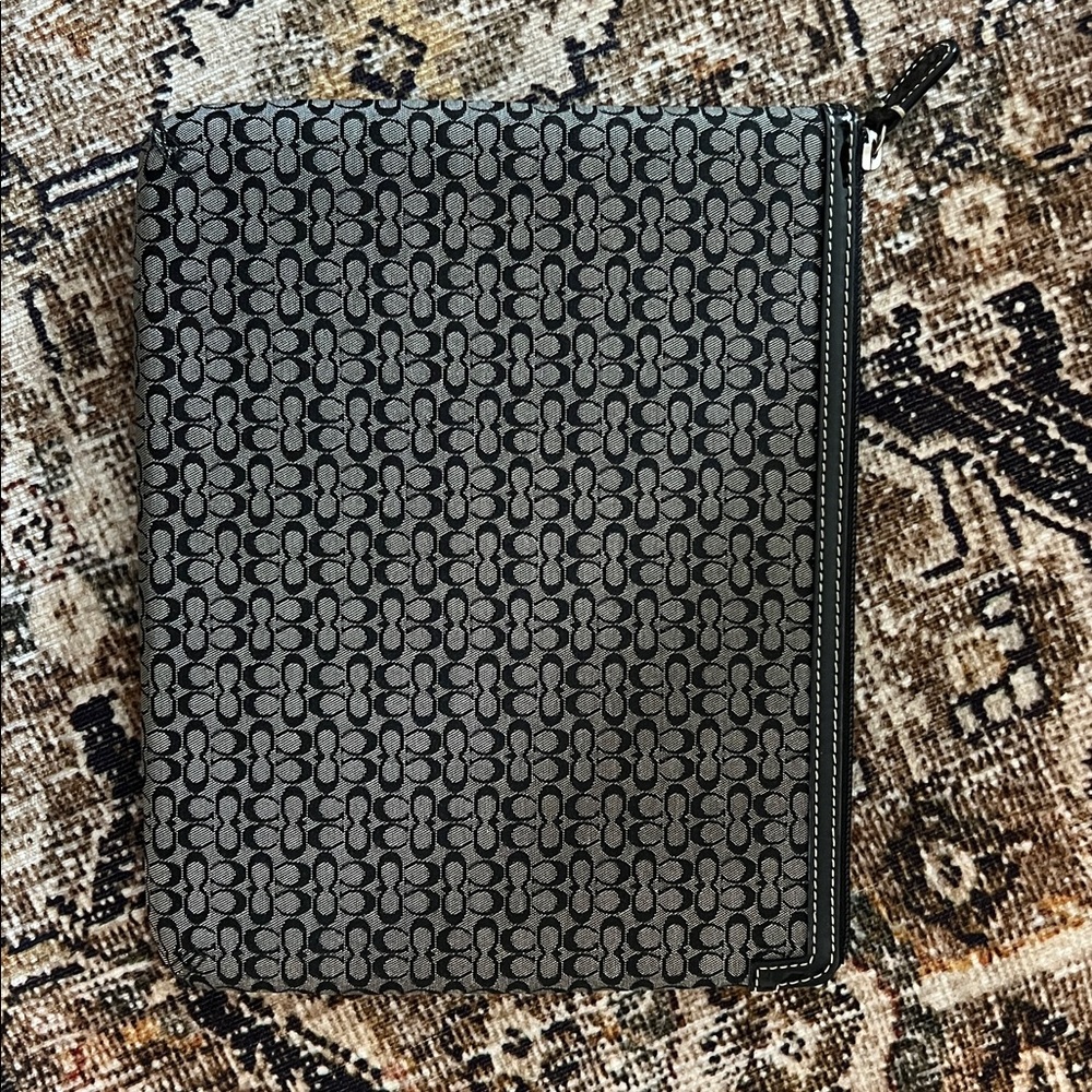 Coach Black Gray Signature C Padded IPad Tablet Sleeve Fabric